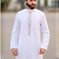 Phong cách dân tộc Ả Rập dài tay thêu cổ tròn Quần áo Hồi giáo Ả Rập Saudi Kaftan Abaya