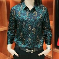 Phong cách dân tộc không sắt Phong cách Hồng Kông] Áo sơ mi khí chất hoa phong cách phương Tây nhẹ nhàng sang trọng [Áo sơ mi 2024 Retro Nam 90% phong cách Trung Quốc Tỷ lệ khen ngợi dài tay