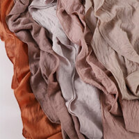 Phong Cách Dân Tộc Màu Trơn Tự Nhiên Nhăn Vải Lanh Cotton Khăn Nhăn Màu Trơn Dài Khăn Trùm Đầu Văn Học Khăn Choàng Lớn Cổ Hỗ Trợ Khăn