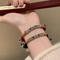 Phong Cách Dân Tộc Miao Bạc May Mắn May Mắn Dây Đỏ Vòng Tay Nữ 2023 Retro Phong Cách Dân Tộc Vintage Bện Vòng Tay