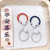 Phong Cách Dân Tộc Nguyên Chất Bạc 999 Sterling Bạc Hoa Sen Bạc Hạt Nhẫn Nữ Dệt Tay Dây Đỏ Dây Đen Tinh Tế Không Phai Màu