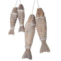 Phong Cách Địa Trung Hải Gỗ Retro Dây Cá Đau Khổ Tường Mặt Dây Cổ Khắc Cá Mỗi Năm Lớn Dây Nhỏ