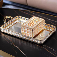 Phong cách đơn giản pha lê kim loại gương đĩa trái cây trang trí phòng khách bàn ăn trà phòng ngủ mỹ phẩm lớn khay bảo q