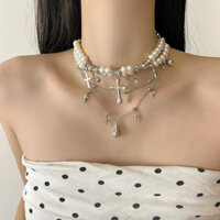 Phong Cách Gothic Hai Lớp Đeo Chéo Ngọc Trai Vòng Cổ Nữ Phụ Kiện choker Ngọt Mát Niche Cao Cấp Xương Đòn Dây Chuyền Vòng Cổ