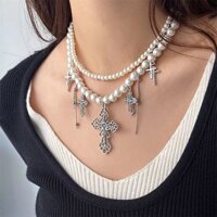 Phong Cách Gothic Hai Lớp Ngọc Trai Đeo Chéo Vòng Cổ Nữ choker Niche Thiết Kế Cao Cấp Xương Đòn Dây Chuyền Phụ Kiện 12.29