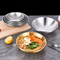 Phong Cách Hàn Quốc Bát Cơm Inox Bát Mì Lạnh Bát Canh Bát Salad Bát Kimchi Bát Mì Ăn Liền Bát Vàng Hai Lớp Mì Risotto Bát Ăn Tròn Bát Ramen Bát