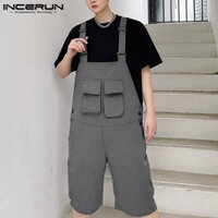 (Phong Cách Hàn Quốc) INCERUN Quần Yếm Làm Việc Cho Nam Quần Yếm Dungarees Quần Soóc Jumpsuit Quần Thường Ngày Mùa Hè