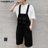 (Phong Cách Hàn Quốc) INCERUN Quần Yếm Làm Việc Cho Nam Quần Yếm Dungarees Quần Soóc Jumpsuit Quần Thường Ngày Mùa Hè