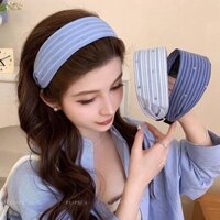 Phong Cách Hàn Quốc Màu Xanh Sọc Chấm Bi Phiên Bản Rộng Băng Đô Thời Trang Phù Hợp Với Mặt Nhỏ Băng Đô Kẹp Tóc Mũ Đội Đầu Phong Cách Mới Mùa Xuân