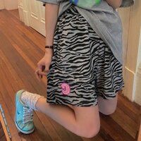 Phong cách Hàn Quốc rắn chắc phong cách Plus Size Thiết kế sọc ngựa vằn Quần ngắn dành cho nữ cạp cao thông thường dành cho nữ