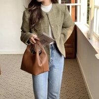 Phong Cách Hàn Quốc Sang Trọng Đơn Giản Retro Xô Túi Rau Giỏ Túi Xách Thời Trang Phù Hợp Với Một Vai Túi Đựng Mẹ Trẻ Em F