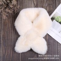 Phong cách Hàn Quốc sang trọng mùa thu đông, khăn quàng cổ lông thú giả Rex, khăn chéo, cổ áo nhung cho phụ nữ