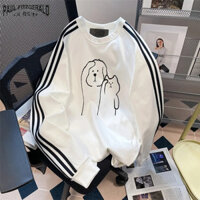 Phong Cách Hàn Quốc Sọc Con Chó Con Khâu Raglan Tay Áo Len Thu Đông Mới Phổ Biến Phong Cách Đại Học Cặp Đôi Áo