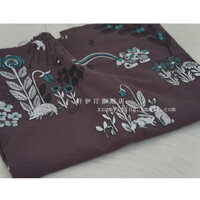 Phong Cách Hàn Quốc Thêu Hoa Nhà Vải Lụa Tím Cà Phê Đáy Động Vật Thế Giới Đầm Sườn Xám Thiết Kế Cotton Nguyên Chất Quần Áo Vải