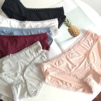 Phong cách Ins, đồ lót nữ thoải mái, đơn giản, màu sắc đồng nhất, cạp giữa, lụa băng, phong cách Nhật Bản mới, giảm giá hấp dẫn