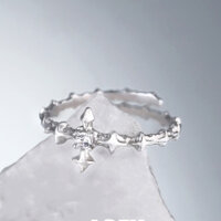 Phong Cách Lạnh Cảm Giác Cao Cấp Ngôi Sao Bốn Mang Cây Thánh Giá S925Nhẫn Hở Miệng Bạc Sterling Nữ