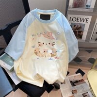 Phong cách mới [1372 yêu thích] Thiết kế phiên bản Hàn Quốc, phong cách niche, áo thun ngắn tay dễ thương cho nữ, dáng rộng, thời trang, sinh viên, ngọt ngào, mát mẻ, áo nửa tay