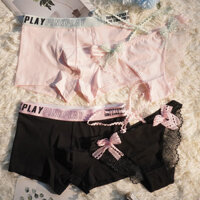 Phong Cách Mới 2 Gói Cặp Đôi Quần Lót Cotton Nguyên Chất Một Nam Một Nữ Gợi Cảm Tinh Khiết Desire Phong Cách Ren Cặp Đôi Dễ Thương Quần Lót