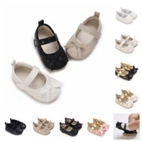 Phong Cách Mới 2024 Đế Bằng Giày Đế Bằng Thiết Kế Nơ Giày Công Chúa Chống Trơn Trượt 0-1 Tuổi Giày Cho Bé