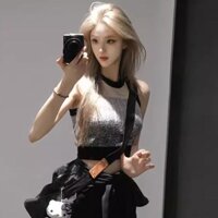 [Phong cách mới] Áo crop top ôm sát retro mùa hè, áo tank top không tay sọc màu sắc nóng bỏng cho cô gái sexy