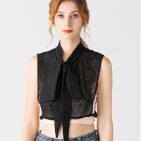 Phong Cách Mới Cổ Giả Nữ Phù Hợp Với Màu Đen Chấm Bi Nơ Áo Giả Cổ Thu Đông Trang Trí Cổ Áo Giả