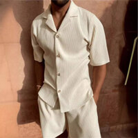 Phong Cách Mới Corduroy Thường Ngày Ve Áo Quần Short Phù Hợp Với Thể Thao Nam Màu Trơn Áo Thun Quần Short Chạy Bộ Đồ Tập Luyện