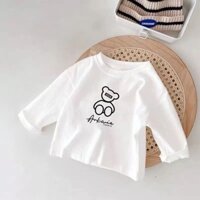 Phong Cách Mới Cotton Nguyên Chất Áo Thun Bé Trai Dài Tay Trẻ Em Mùa Thu Áo Nhỏ Vừa Cho Trẻ Em