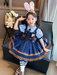 Phong Cách Mới Đồng Phục Đầm Judy Thỏ Sĩ Quan Cảnh Sát Quần Áo Trẻ Em Gothic Đầm 2024 Phong Cách Mới Cô Gái Disney Chạy Bộ Đầm Công Chúa