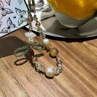 Phong Cách Mới Hàn Quốc Dongdaemun Retro Baroque Thủy Tinh Hoa Hồng Đính Hạt Dây Điện Thoại Di Động Móc Khóa Túi Mặt Dây Chuyền