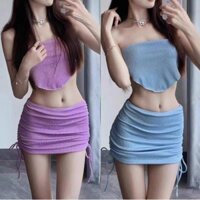 Phong Cách Mới Influencer Gợi Cảm Ống Top Siêu Trắng Bikini Ba Mảnh Bộ Ngực Nhỏ Tập Hợp Đi Biển Kỳ Nghỉ Nóng Mùa Xuân Đồ Bơi