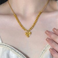 Phong Cách Mới Laser Ánh Sáng Bóng Vàng Giảm Giá Nơ Màu Vàng Vòng Cổ Bộ Dây Xích Một Mảnh Quà Tặng Nữ Thời Trang Cao Cấp