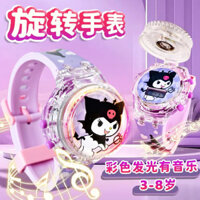 Phong Cách Mới Lật Xoay Âm Nhạc Dạ Quang Trẻ Em Hoạt Hình Đồng Hồ Công Chúa Elsa Sanrio Mẫu Giáo Bé Gái 3.11