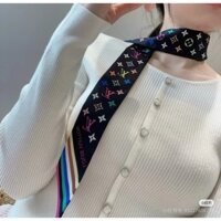 Phong Cách Mới LV Nữ Dài Sọc Khăn Lụa twilly Tóc Khăn Lụa Nữ Takashi Murakami Nhiều Màu Sắc Trắng Streamer Khăn Lụa Kích Thước: 120x5cm