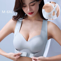 Phong Cách Mới M-6XL Kích Thước Lớn Áo Ngực Thể Thao Nữ Trơn Mỏng Mịn Liền Mạch Plus Kích Thước Áo Ngực Bảo Vệ Toàn Diện Mềm Mại Không Dây Chữ Thập Chống Sốc Làm Đẹp Lưng Bralette Khóa Trước Áo Ngực