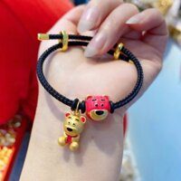 Phong Cách Mới Men Màu Nhỏ Giọt Dầu Dâu Gấu Miếng Đệm Hạt Mặt Dây Chuyền Winnie the Pooh Vòng Tay Phù Hợp Với Dây Thép Có Thể Điều Chỉnh Meimeida