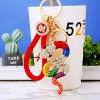 Phong Cách Mới Móc Khóa May Mắn Cung Hoàng Đạo Rắn Xe Móc Khóa Kim Loại Kim Cương Dễ Thương Nam Nữ Cặp Đôi Túi Mặt Dây Chuyền Móc Chìa Khóa Nhẫn Quà Tặng