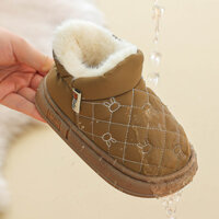 [Phong cách mới mùa đông] Giày bốt tuyết trẻ em Thiết kế giày bốt ngắn Lớp lót lông cừu dày chống trượt Giữ ấm