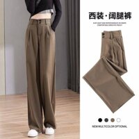 Phong Cách Mới Mùa Hè Thu Đông Màu Nâu Quần Ống Rộng Nữ Cao Cấp Drap Xuân Thu Rời Ôm Hơn Nhìn Thẳng Tầng-Mopping Quần Phù Hợp Với Quần