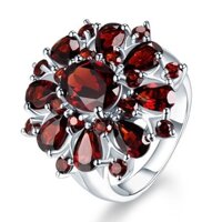 Phong Cách Mới Nhẫn Ruby Kẻ Sọc Nữ Châu Âu Mỹ Full Kim Cương Nhóm Nhẫn Đính Hôn Kẻ Sọc