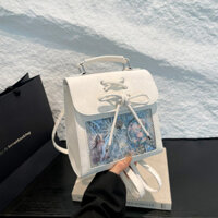 Phong Cách Mới Phong Cách Nhật Bản Hàng Ngày Đi Lại Một Vai Túi Nữ 2025 Mùa Xuân Thời Trang Trong Suốt Ba Lô Nhỏ Túi Vuông Nữ