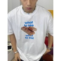 Phong Cách Mới Sẵn Sàng Thích Ăn Sô Cô La Vui Nhộn In Hình Áo Thun Ngắn Tay Nam Nữ Rời BF Mỹ Thường Ngày Dạo Phố Cotton Nguyên Chất Nửa