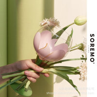 Phong Cách Mới Thời Trung Cổ Hoa Rượu Thủy Tinh Vẽ Tay Sen Cao Rượu Thủy Tinh Đa Dạng Hoa Kính Phòng Khách Rượu Thủy Tinh