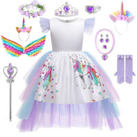 Phong Cách Mới Trẻ Em My Little Pony Trang Phục Kỳ Lân Bé Gái Đầm Công Chúa Ngày 6 Hiệu Suất Đầm Cầu Vồng