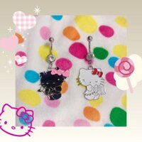 Phong Cách Mới y2k Châu Âu Mỹ ins Hot Girl kt Mèo Bụng Nút Móng Tay Cơ Thể Đục Lỗ Trang Sức Văn Hóa Châu Á Mèo kitty