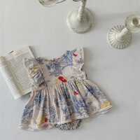 Phong Cách Mùa Hè Tập Đi Mực Hoa Ren Bay Tay Ngắn Áo Liền Quần Nữ Công Chúa Một Mảnh Ha-0328