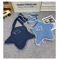 Phong cách mục vụ phong cách Hàn Quốc Túi Denim ngôi sao năm cánh nữ độc đáo một mảnh