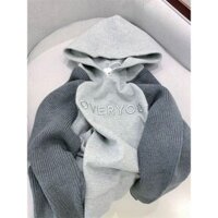 Phong Cách Mỹ Ba Chiều In Chữ Có Mũ Trùm Đầu Áo Nam Nữ Thu Đông Màu Sắc Tương Phản Raglan Tay Áo Lông Cừu Lót Áo Hợp Thời Trang