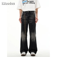 Phong Cách Mỹ Giặt Khâu Quần Jean Đen Nam Hơi hiphop Quần Sàn Thả