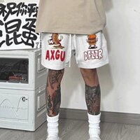 Phong Cách Mỹ Hợp Thời Trang Quần Short Bóng Rổ Anime Burger Họa Tiết Mùa Hè Nam Thể Thao Rời Phù Hợp Với Đầu Gối Nhanh Khô Thoáng Khí