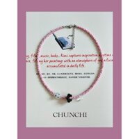 Phong cách ngọt ngào "Trái tim trái rồng hồng" Dây chuyền đa năng đính hạt vui nhộn Quà tặng hàng hóa